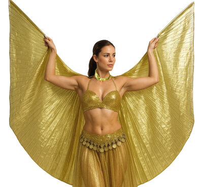 Křídla na břišní tanec/pro Kleopatru, zlatá 285 x 135 cm