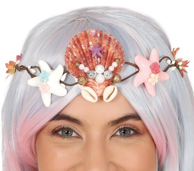 Čelenka s mušlemi a hvězdami mořská panna