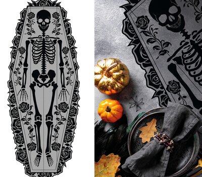 Běhoun/ubrus s kostlivcem, 183 x 60 cm