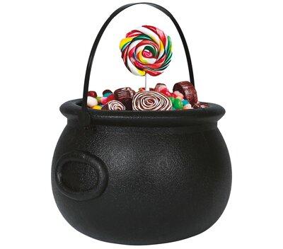 Černý kotlík pro čarodějnici/na Halloween, 16 x 20 cm