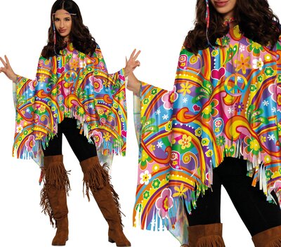 Dámské barevné hippie poncho