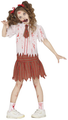 Dívčí kostým zombie školačka (top s kravatou, sukně)