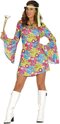 Dámské hippies šaty s čelenkou, 60. léta