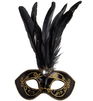 Dámská škraboška s drahokamem a peřím