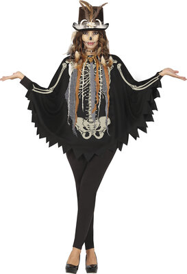 Dámské poncho voodoo kostlivec
