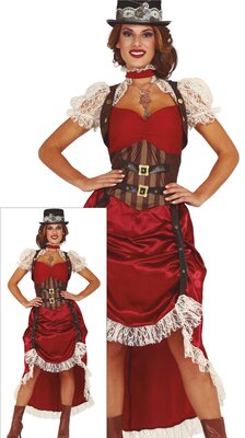 Dámský červený kostým Steampunk