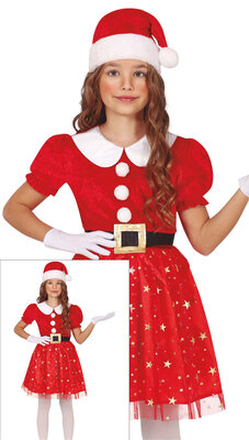 Dívčí kostým paní Santová s hvězdičkami