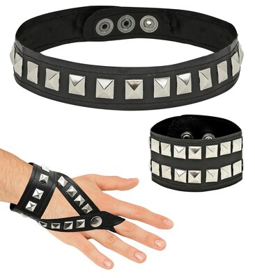 Rockový set (choker, náramek, jedna rukavice)