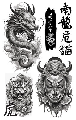 Asijské tetování 14X30 CM