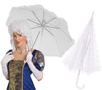 Bílý krajkový deštník, 60 x 70 cm