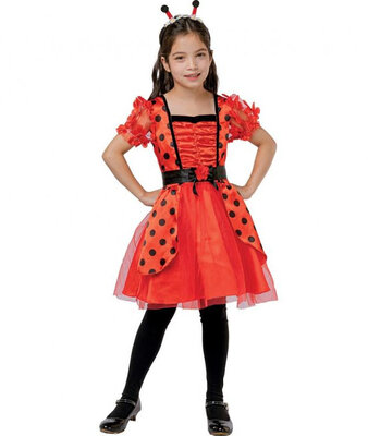 Dívčí kostým beruška (šaty, čelenka, pásek)