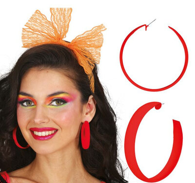 Neonové kruhové náušnice, 80. léta