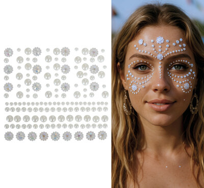 Samonalepovací kamínky a perličky na obličej a tělo