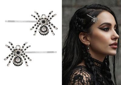 Spony do vlasů s pavoukem, 2 ks