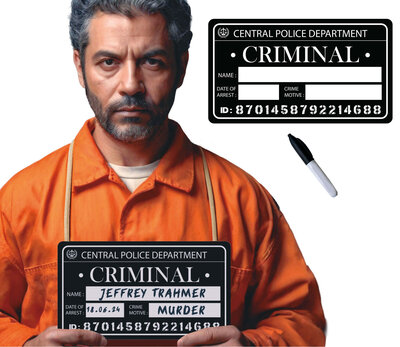 Vězeňská cedule na focení