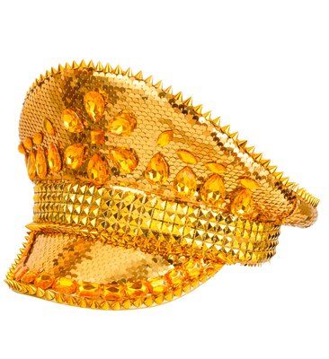 Zlatá kapitánská čepice s flitry