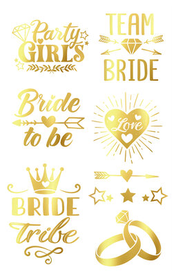 Zlaté Bride to be tetování 14X30 CM