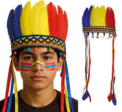 Barevná indiánská čelenka s peřím