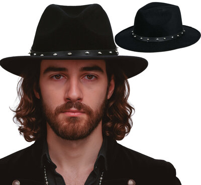 Černý kovbojský klobouk se cvoky