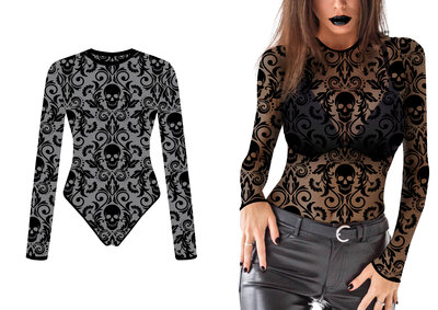 Dámské krajkové body s lebkami