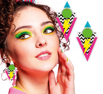 Dámské retro barevné náušnice, 80. léta