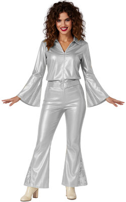 Dámský disco stříbrný kostým