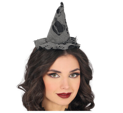 Dámský mini klobouk čarodějnice, šedý
