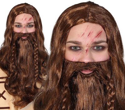 Pánská paruka s vousy viking