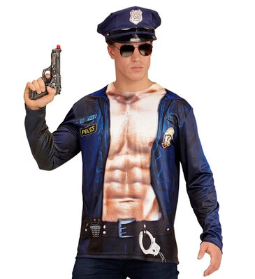 Pánské tričko s potiskem svalnatý policista