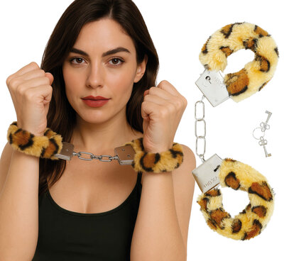 Plyšové pouta s leopardním motivem