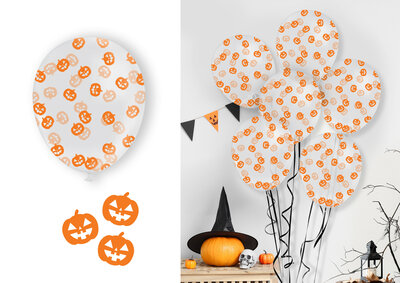 Sada 10 ks balónků s konfetami ve tvaru dýně