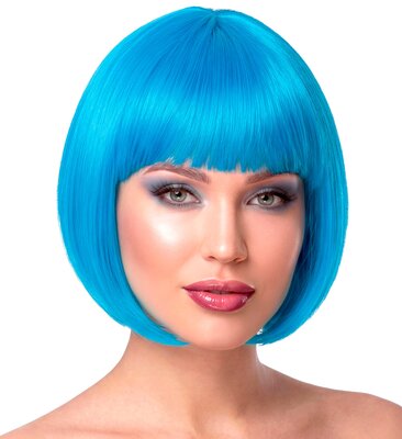 Dámská azurová paruka, účes bob