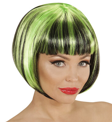 Dámská paruka mikádo s ofinou černo zelená