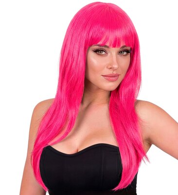 Dámská paruka s ofinou, hot pink