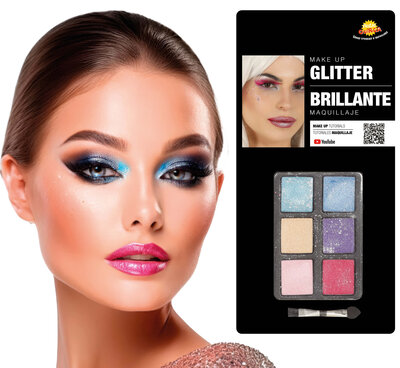 Paletka očních stínů se třpytkami a štětečkem