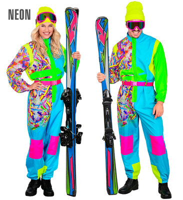Unisex lyžařská neon kombinéza, modro-zelená