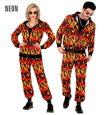 Unisex neónová šusťákovka se vzorem plamenů
