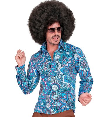Pánská modrá hippie košile ve stylu 60. let