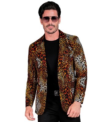 Pánské hnědé sako s leopardím vzorem