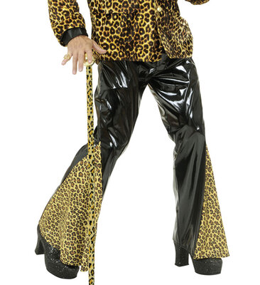 Pánské vinylové kalhoty do zvonu s leopardím vzorem