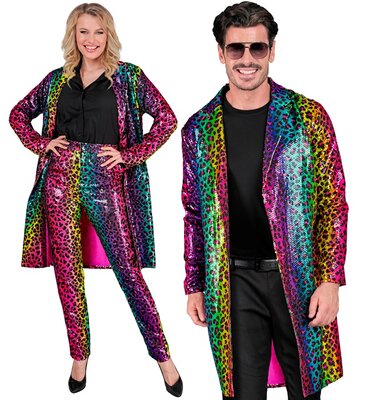 Unisex duhový kabát s leopardím vzorem a flitry