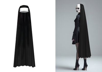 Dlouhý čepec pro jeptišku, 140 cm