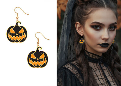Halloweenské náušnice, dýně