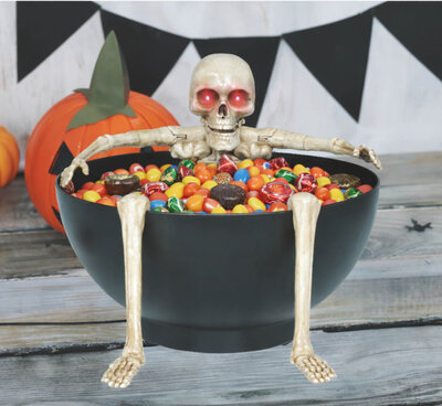 Halloweenská mísa na sladkosti s kostlivcem, 23 cm